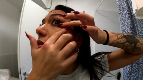 Super Hot, Extremely Beautiful Brunette College Girl Preparing To Go To The Nightclub In Her Dorm Room